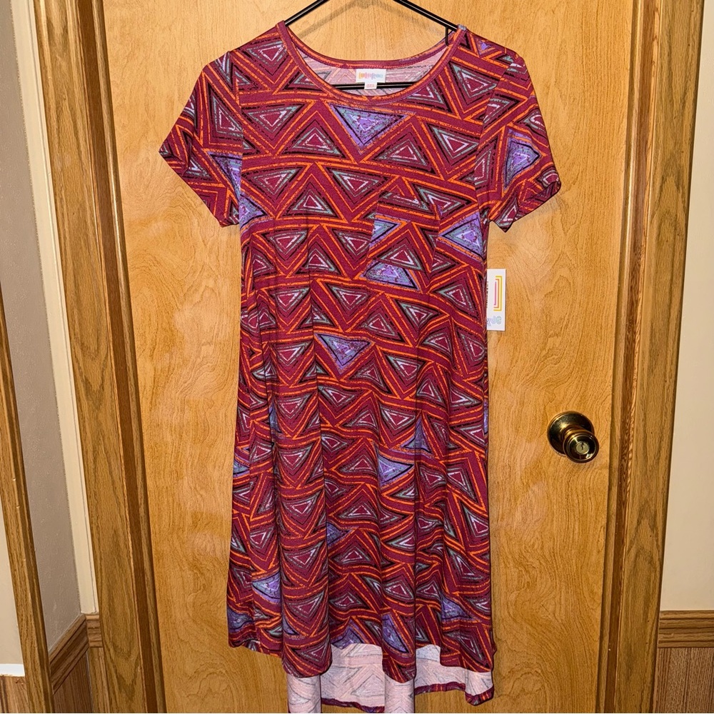NWT LuLaRoe Geometric Red and Purple Dress Size XXS